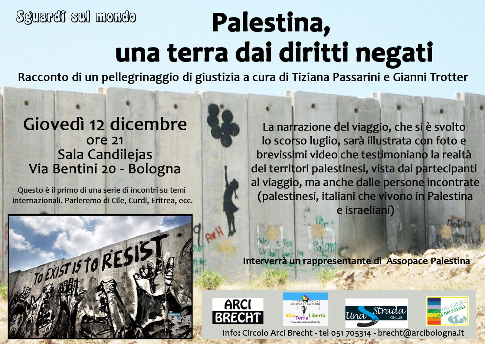 Bologna, 12 dicembre: Racconto di un viaggio in Palestina