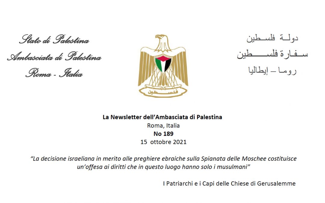Newsletter dell’Ambasciata di Palestina in Italia