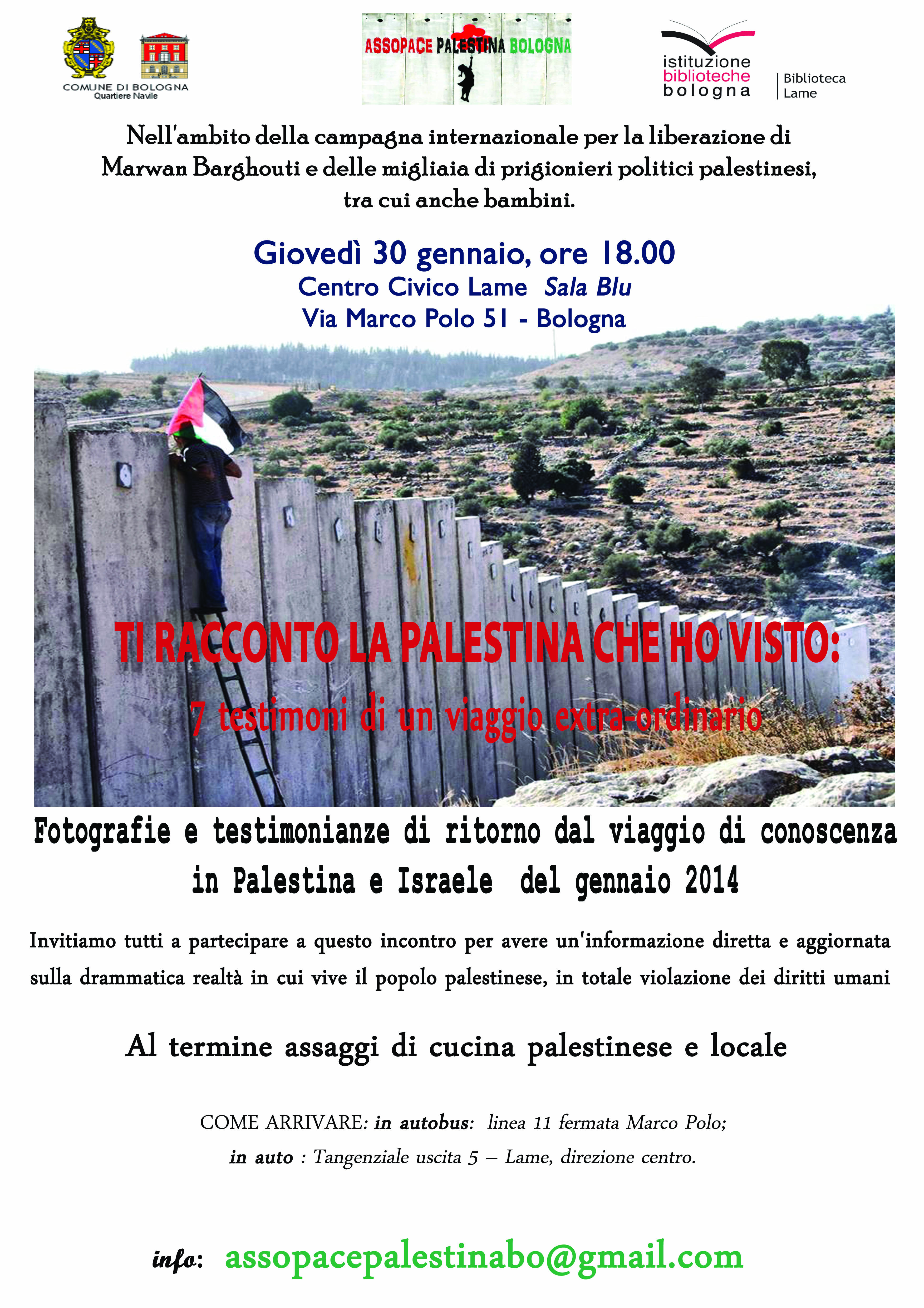 Bologna 30 gennaio:Ti racconto la Palestina che ho visto
