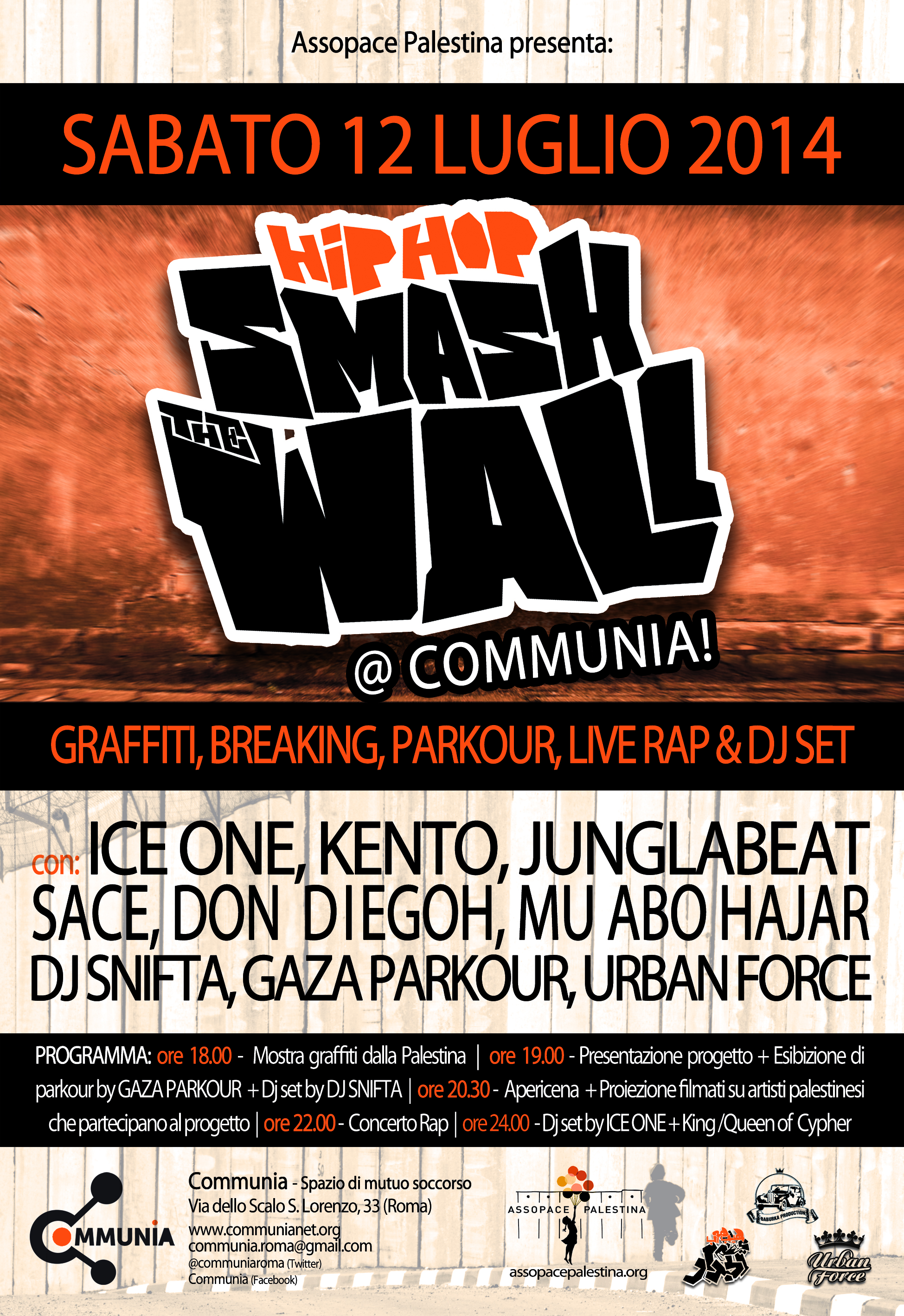 Roma: Sabato 12 Luglio Hip Hop smash the wall