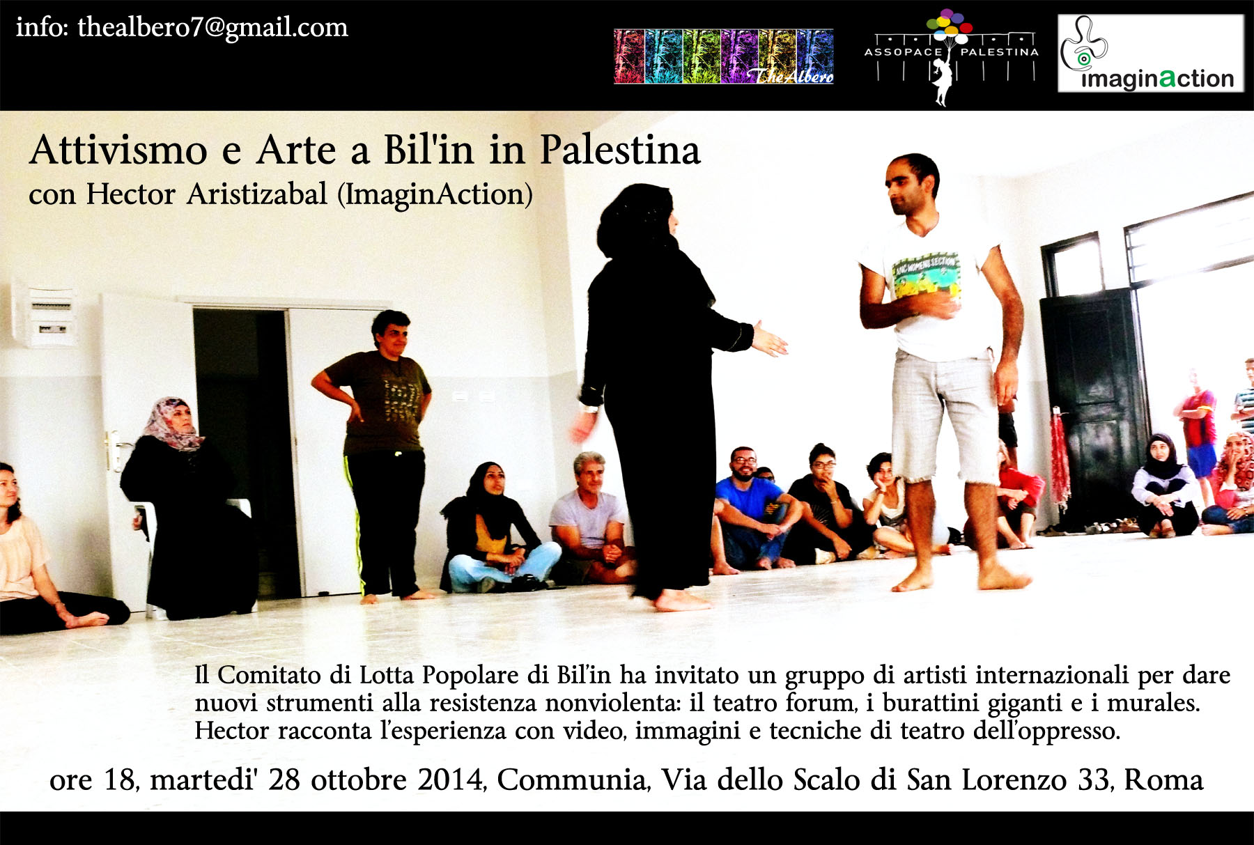 Roma, 28 ottobre 2014 – Attivismo e Arte a Bil’in, con Hector Aristizabal