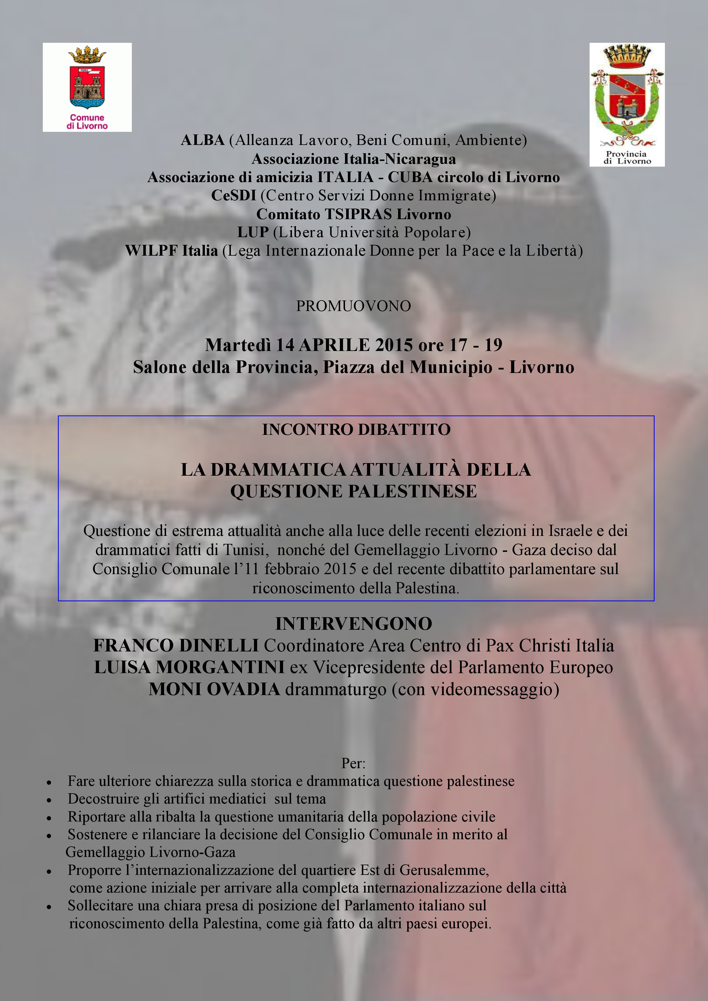Livorno 14 Aprile – La drammatica attualità della questione palestinese