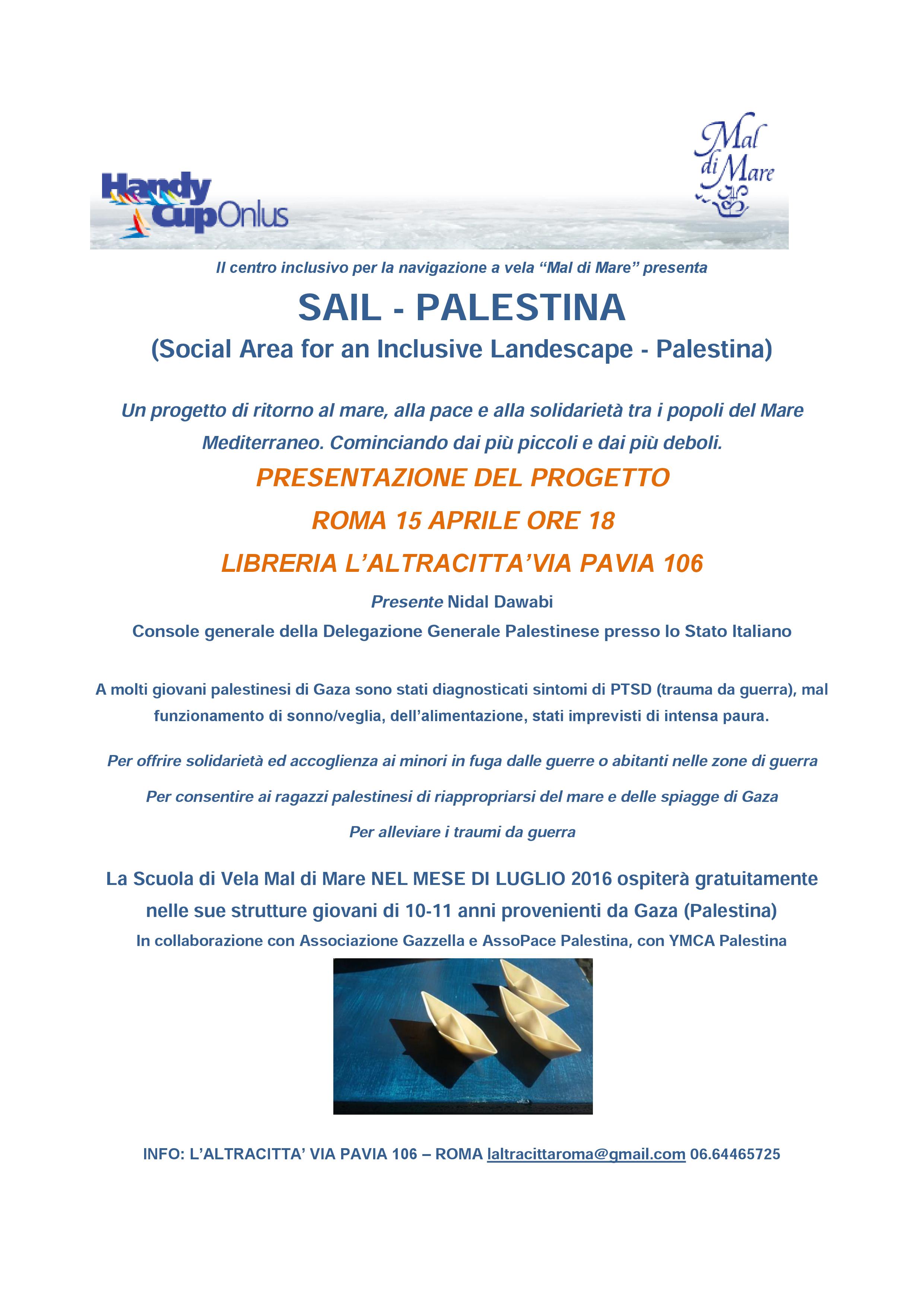 Roma: 15 aprile  SAIL – PALESTINA