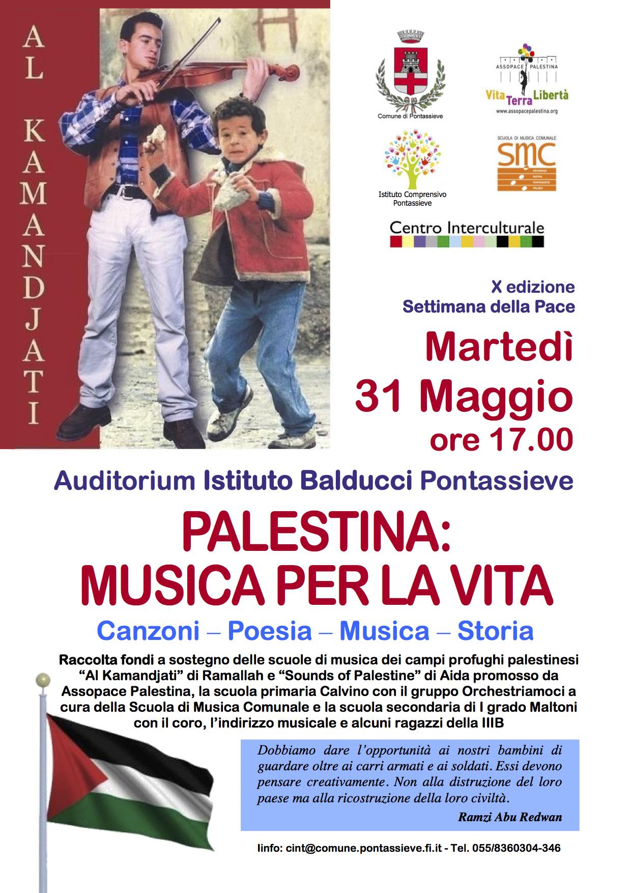 Pontassieve: 31 Maggio –  Palestina Musica per la Vita