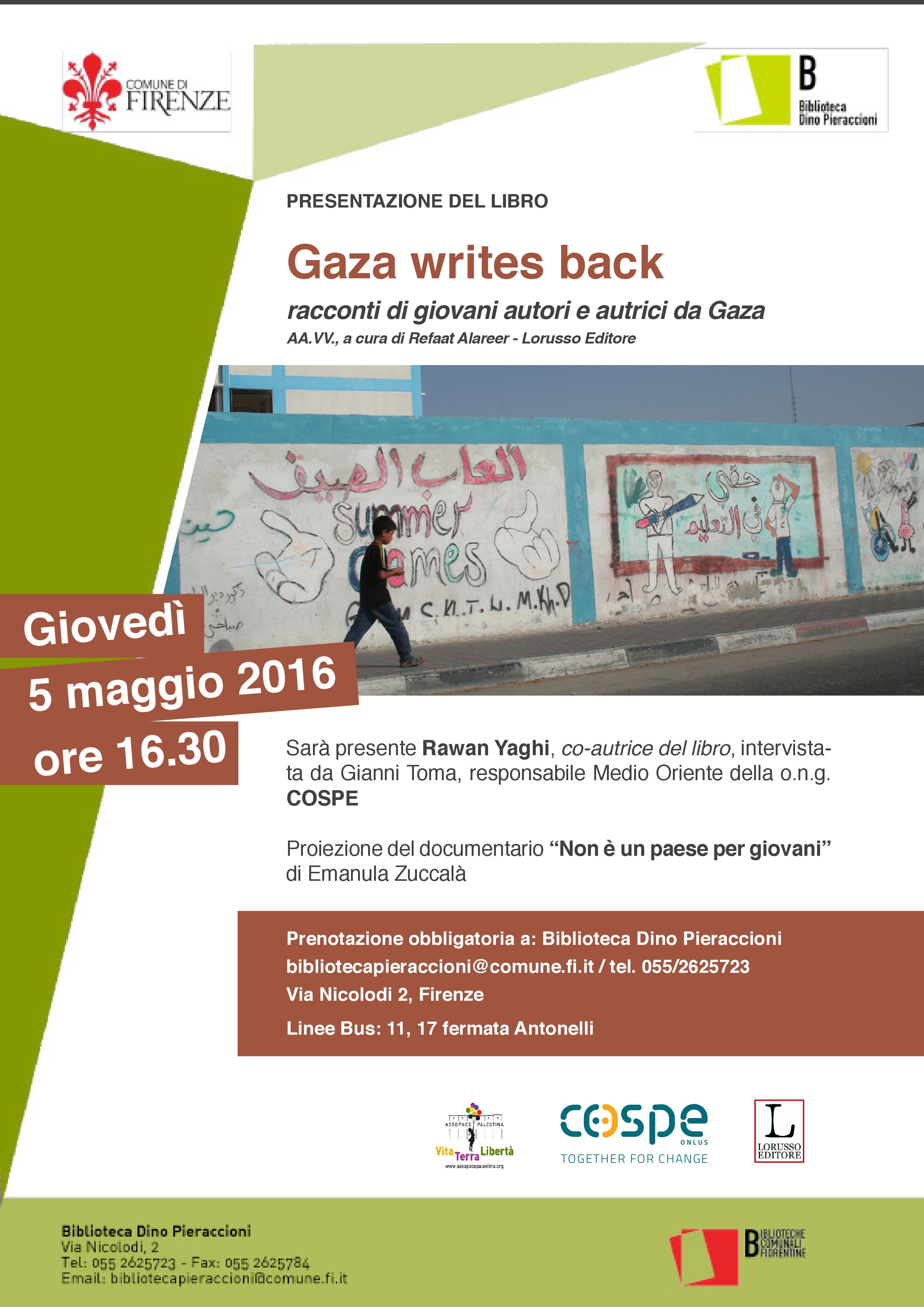 Firenze: 5 Maggio – presentazione libro “Gaza writes back”