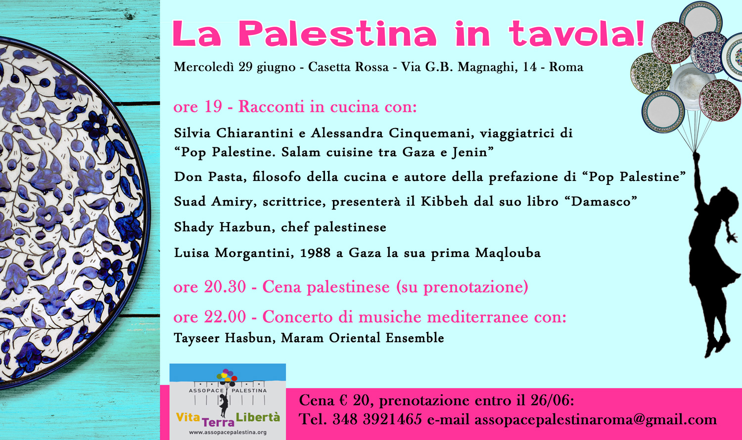 Roma: 29 giugno – La Palestina in Tavola