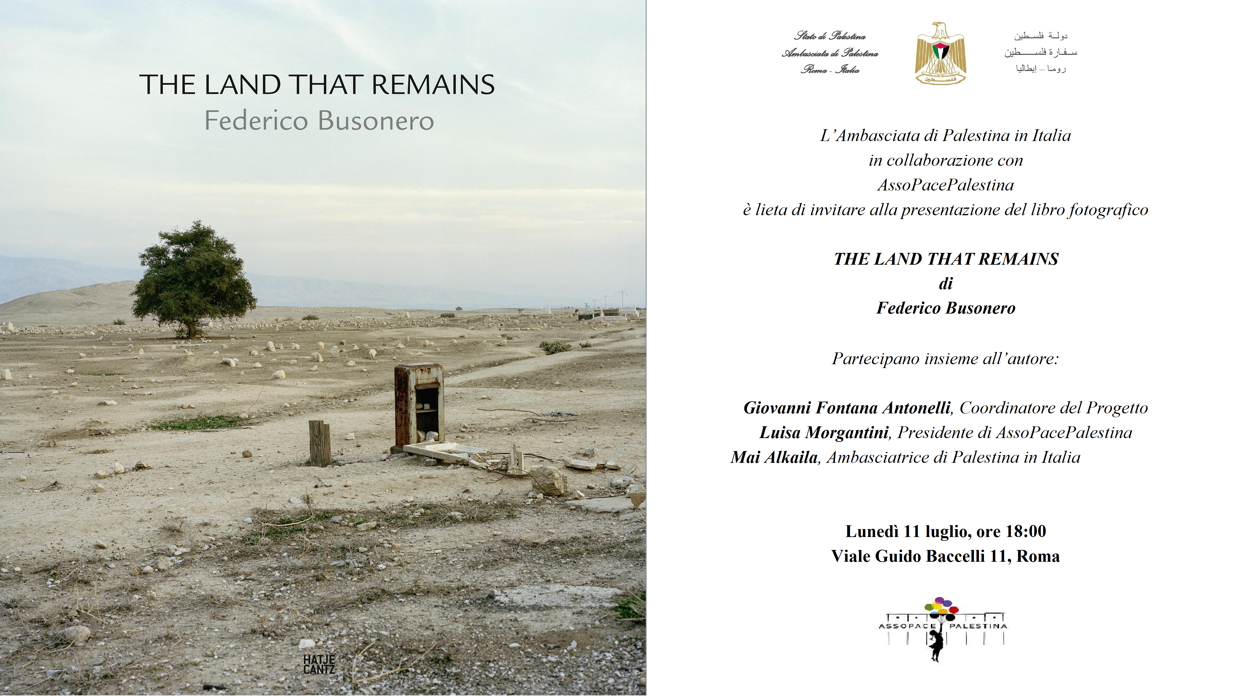 Roma: 11 Luglio presentazione libro “The land that remains” di Federico Busonero