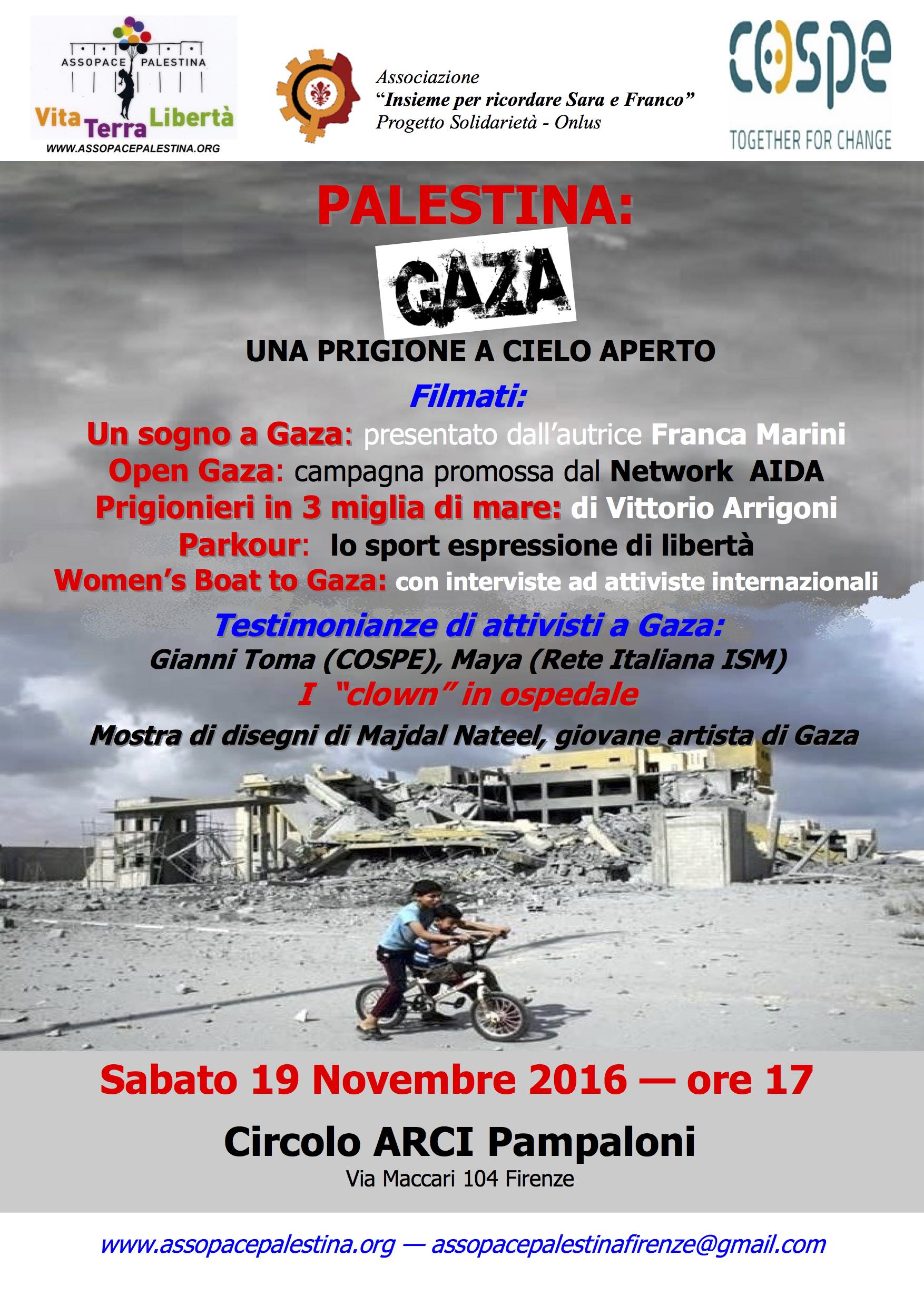 Firenze: 19 novembre Palestina: Gaza una prigione a cielo aperto