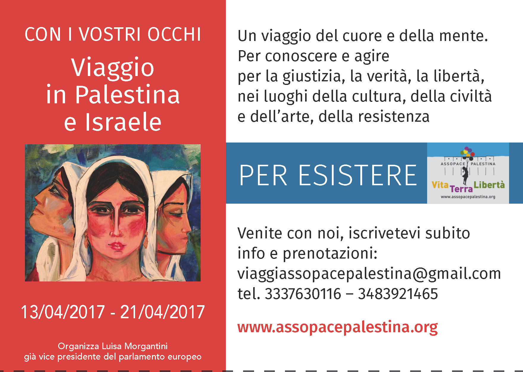 Viaggio in  PALESTINA / ISRAELE: 13-21 Aprile 2017