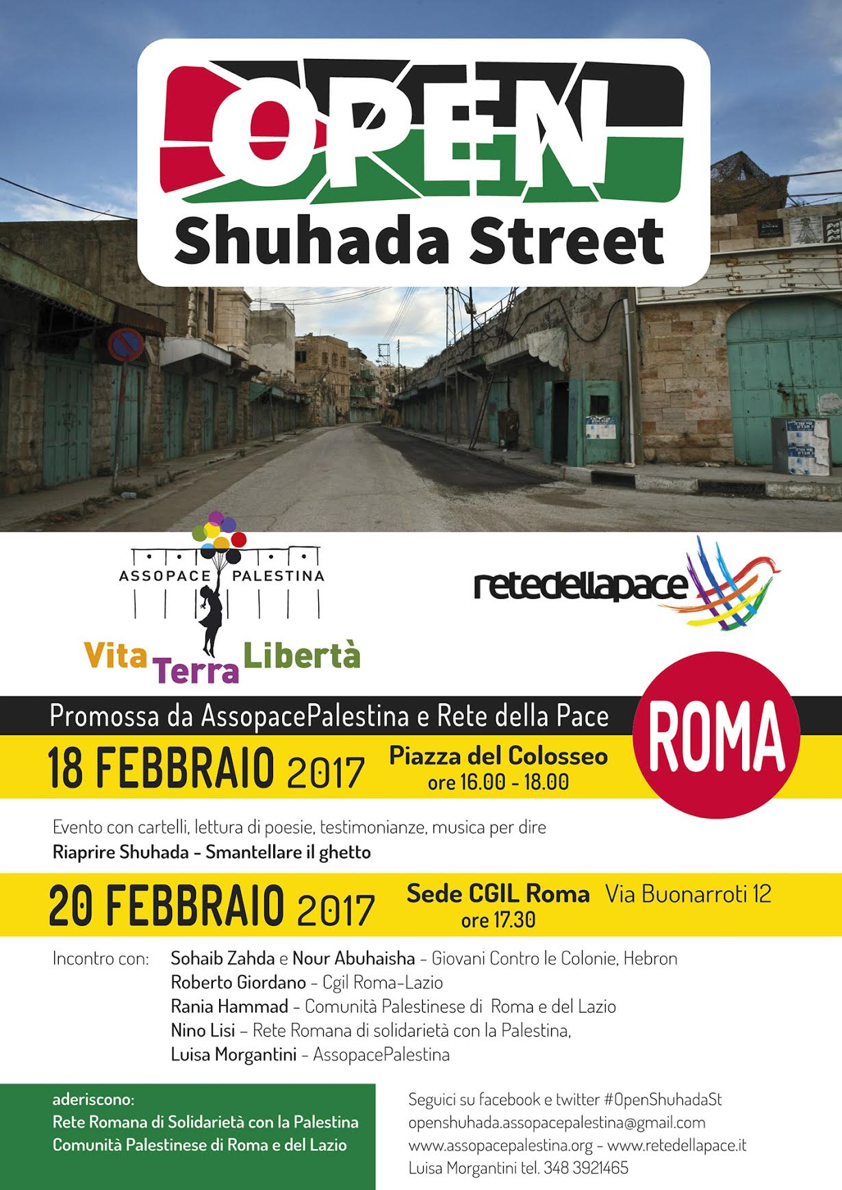 Roma, 18 e 20 febbraio 2017: Open Shuhada Street.