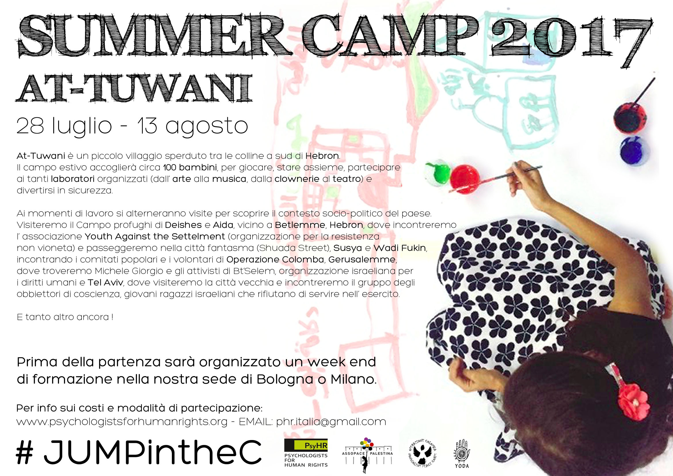 Summer camp At- Tuwani (colline sud Hebron) 28 luglio-13 agosto 2017