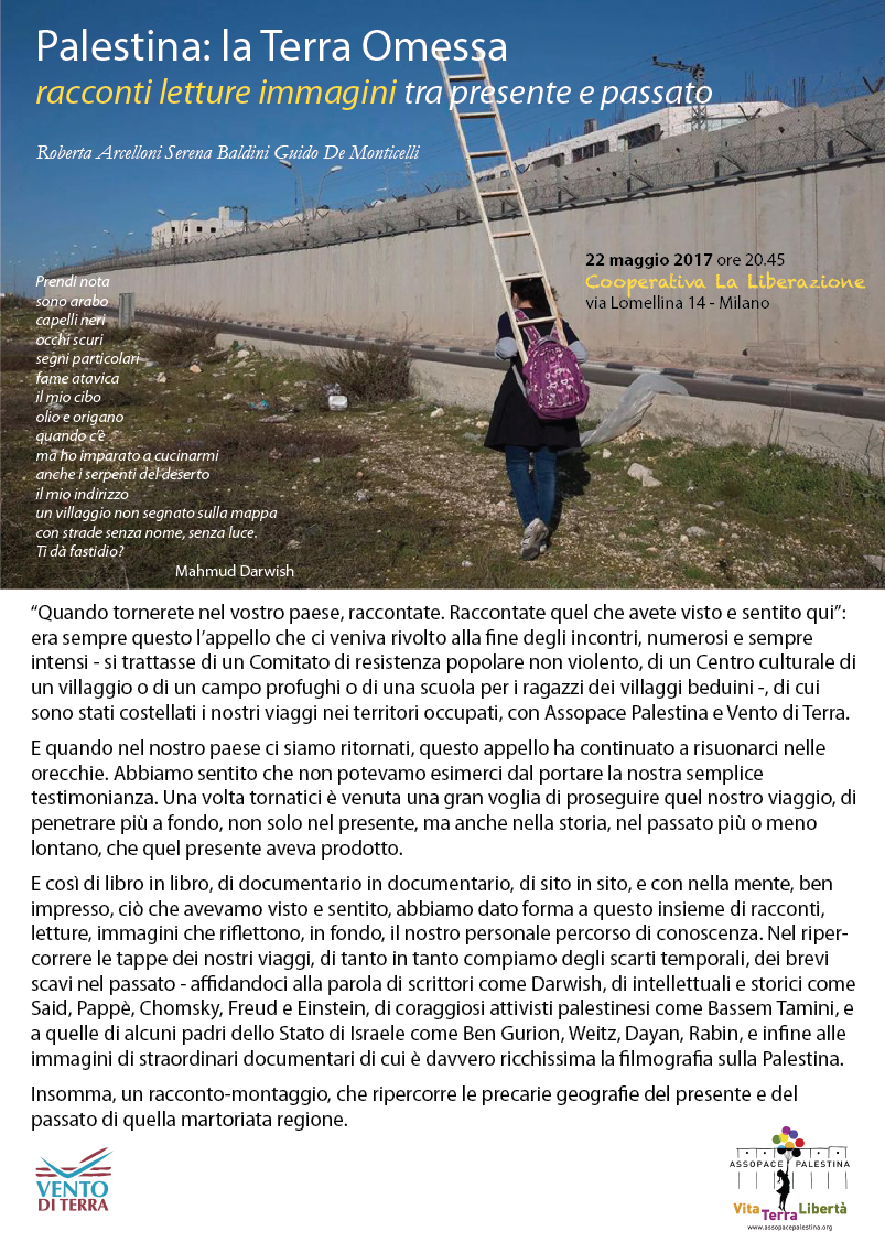 Milano 22 Maggio: Palestina la terra omessa