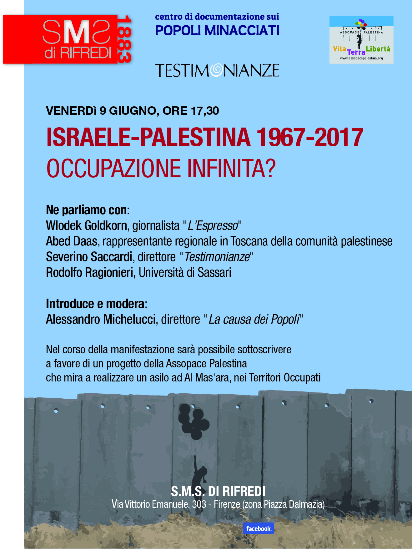 Firenze 9 giugno: Israele e Palestina 1967-2017