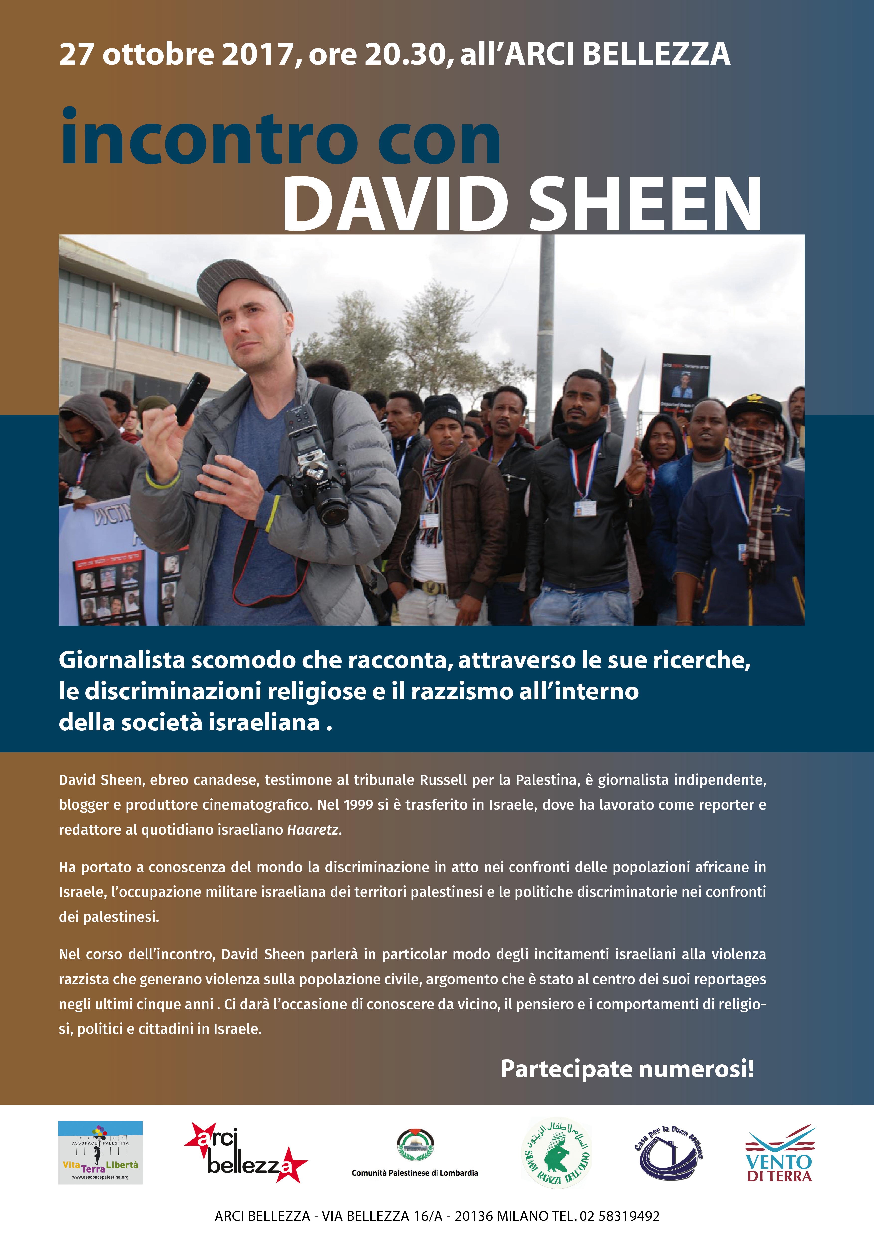 Milano 27 ottobre: Incontro con David Sheen