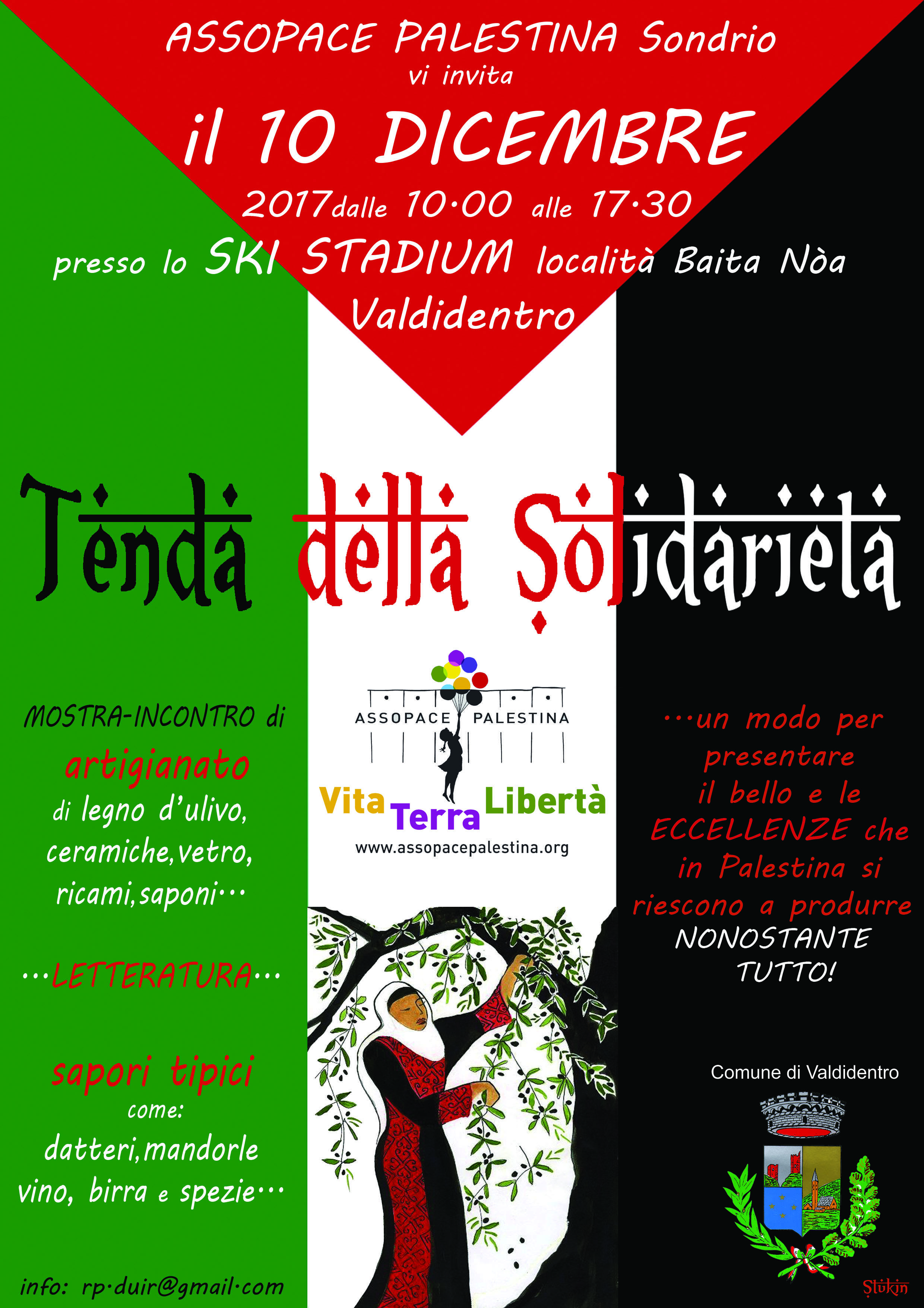 Sondrio 10 dicembre: Tenda della Solidarietà con la Palestina.