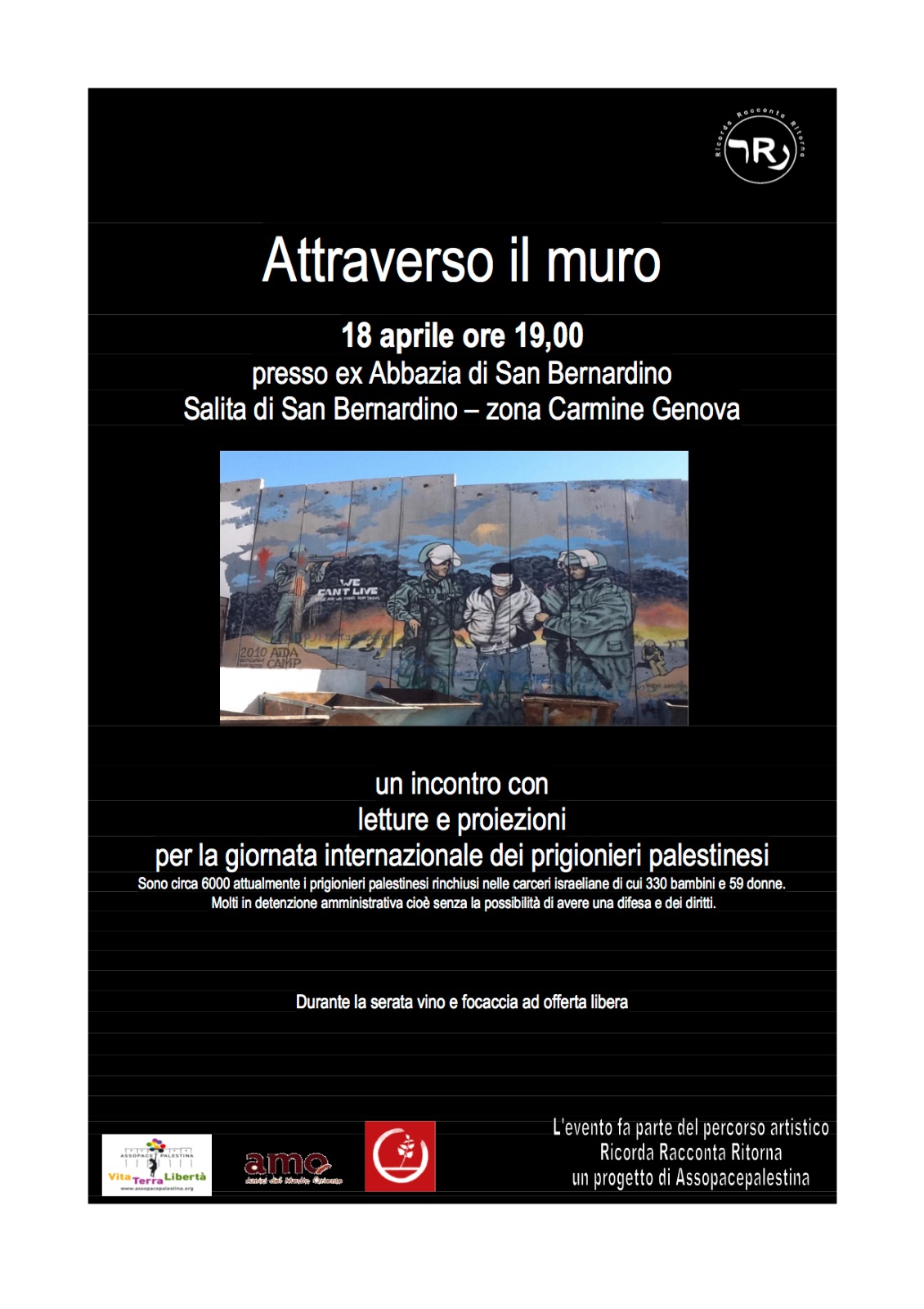 Genova, 18 aprile: letture e proiezioni per i prigionieri palestinesi.