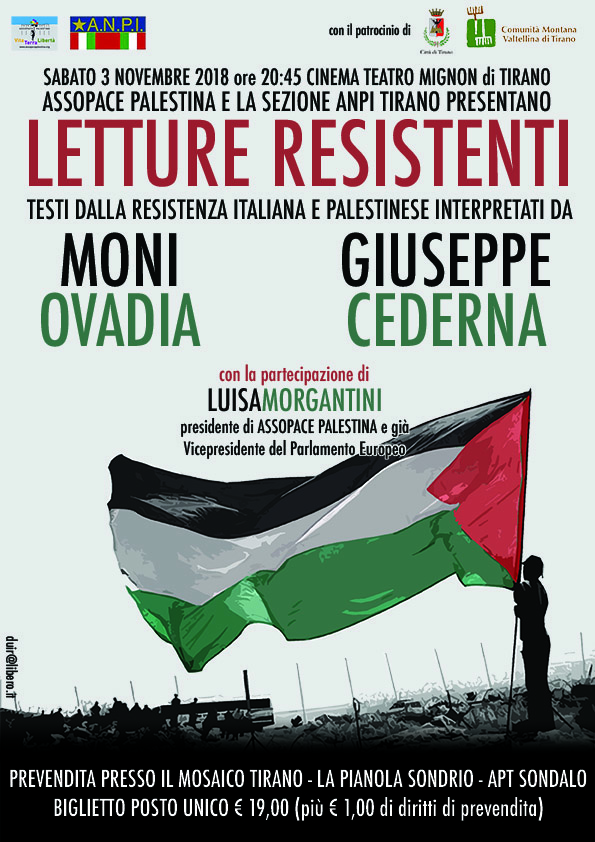 Tirano (SO), 3 novembre: Letture sulla resistenza italiana e palestinese.