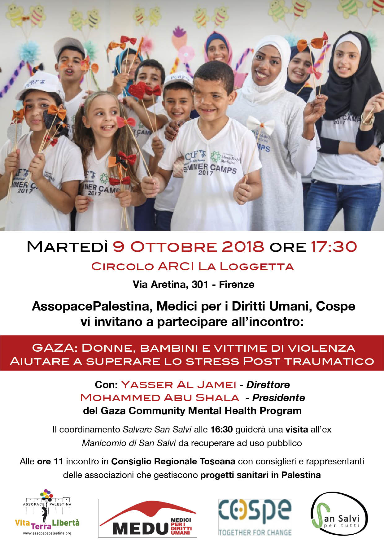 Firenze 9 ottobre – Gaza: donne, bambini e vittime di violenza aiutare a superare lo stress postraumatico