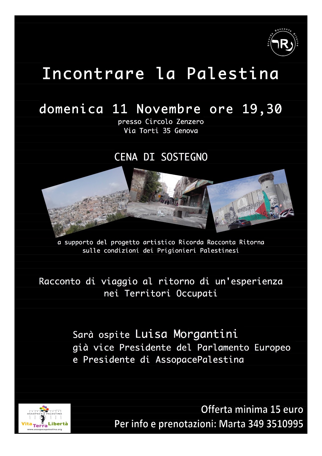 Genova, 11 novembre: Cena di sostegno “Incontrare la Palestina”.