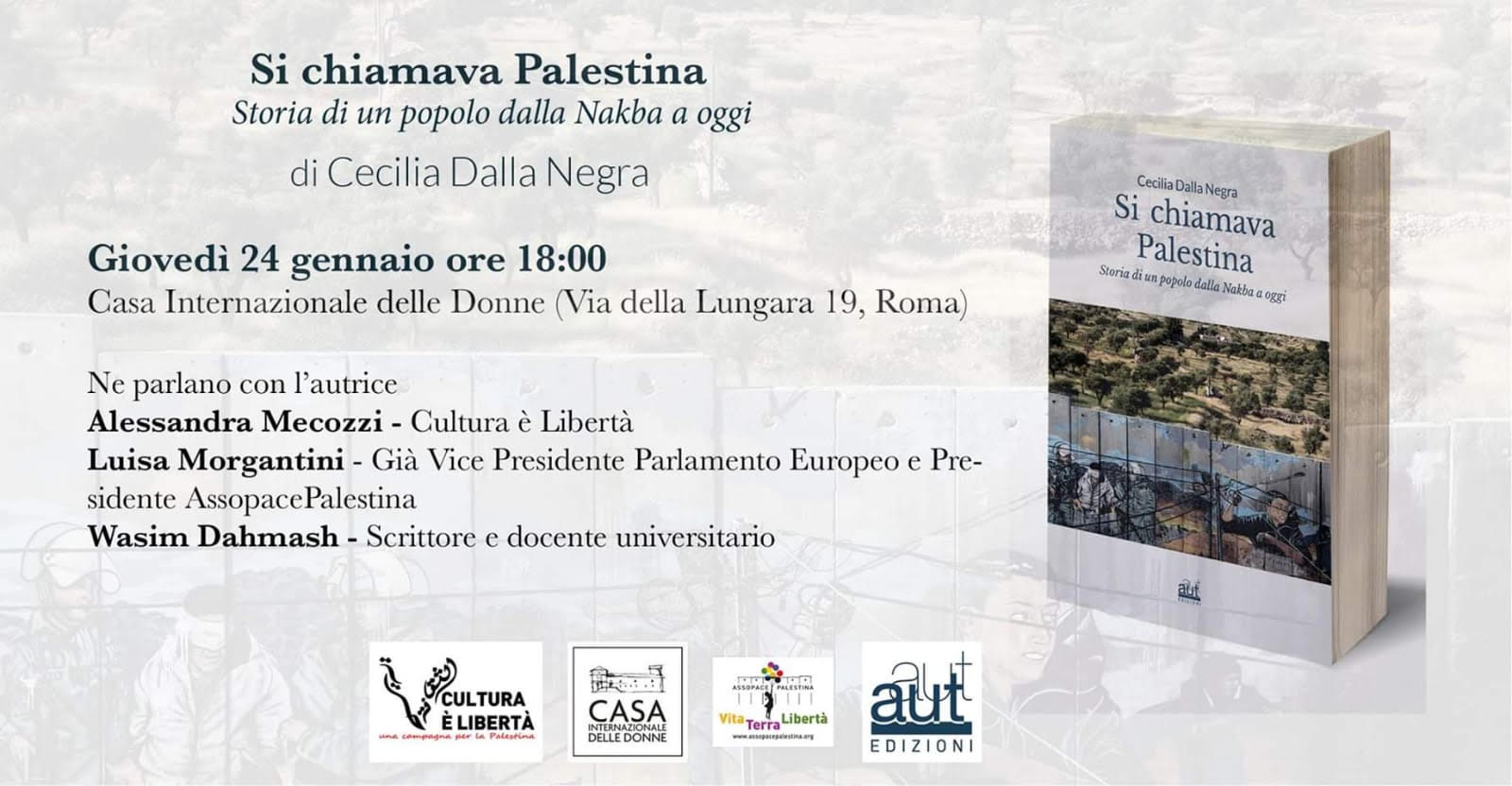 Roma 24 gennaio: Presentazione libro “Si chiamava Palestina”.