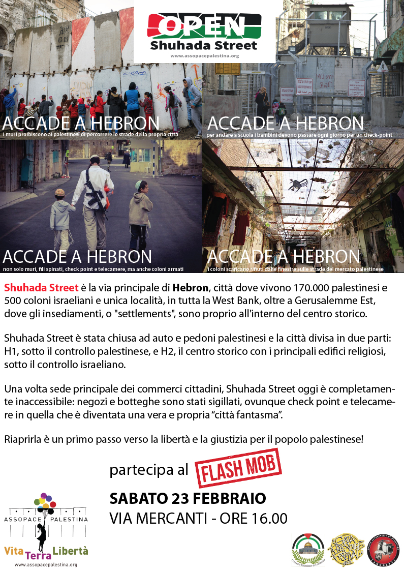 Milano 23 febbraio: Flash Mob per Shuhada Street.