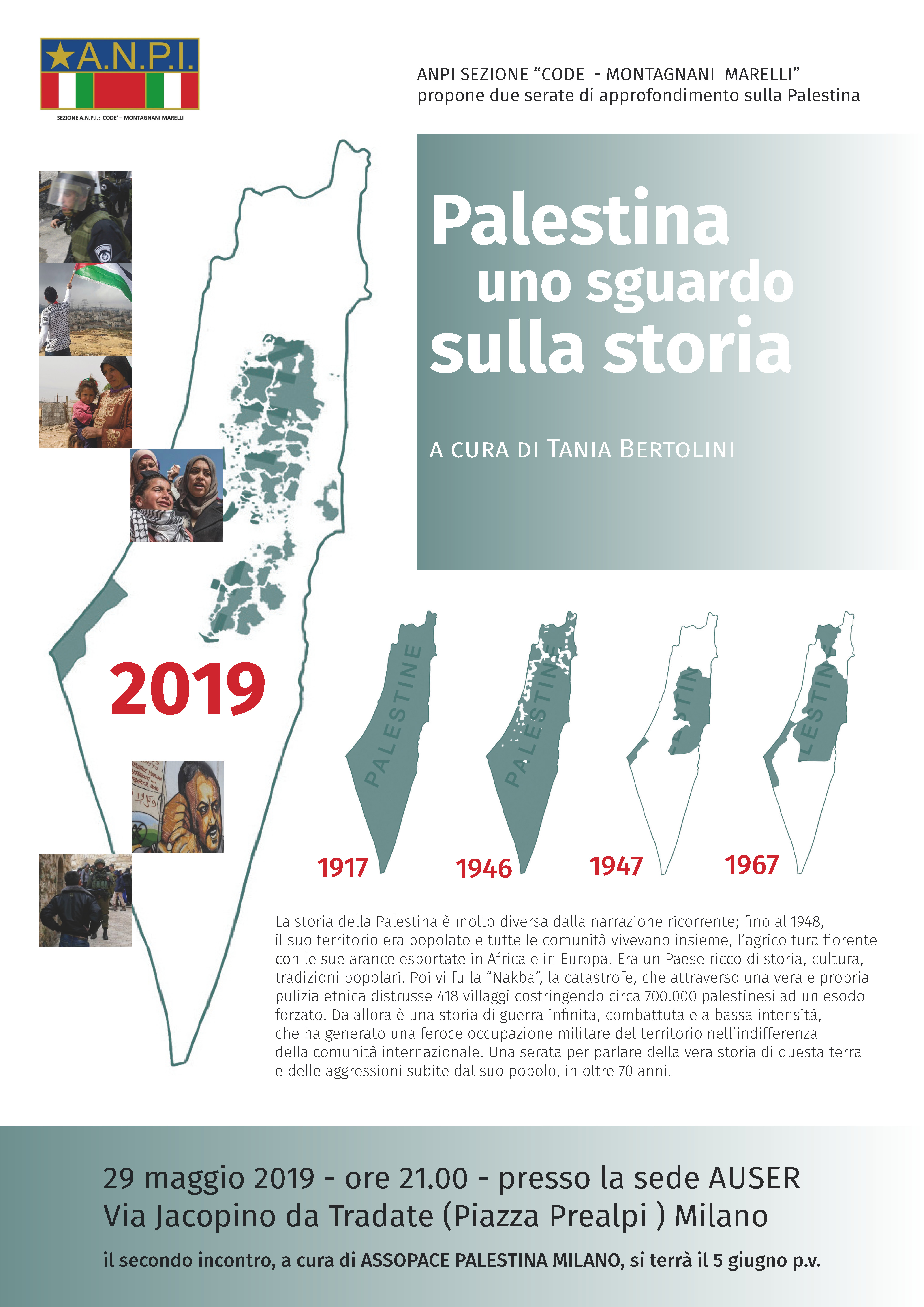 Milano 29 maggio: Palestina, uno sguardo sulla storia.