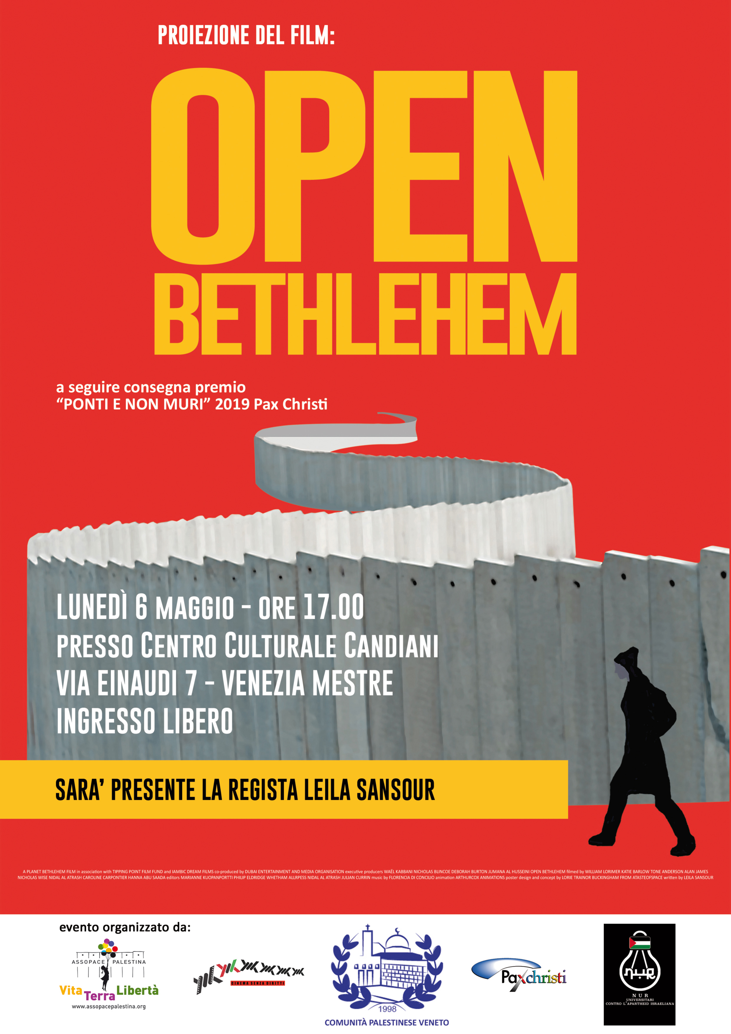 Mestre, 6 maggio: Proiezione film “Open Bethlehem” con la regista Leila Sansour.