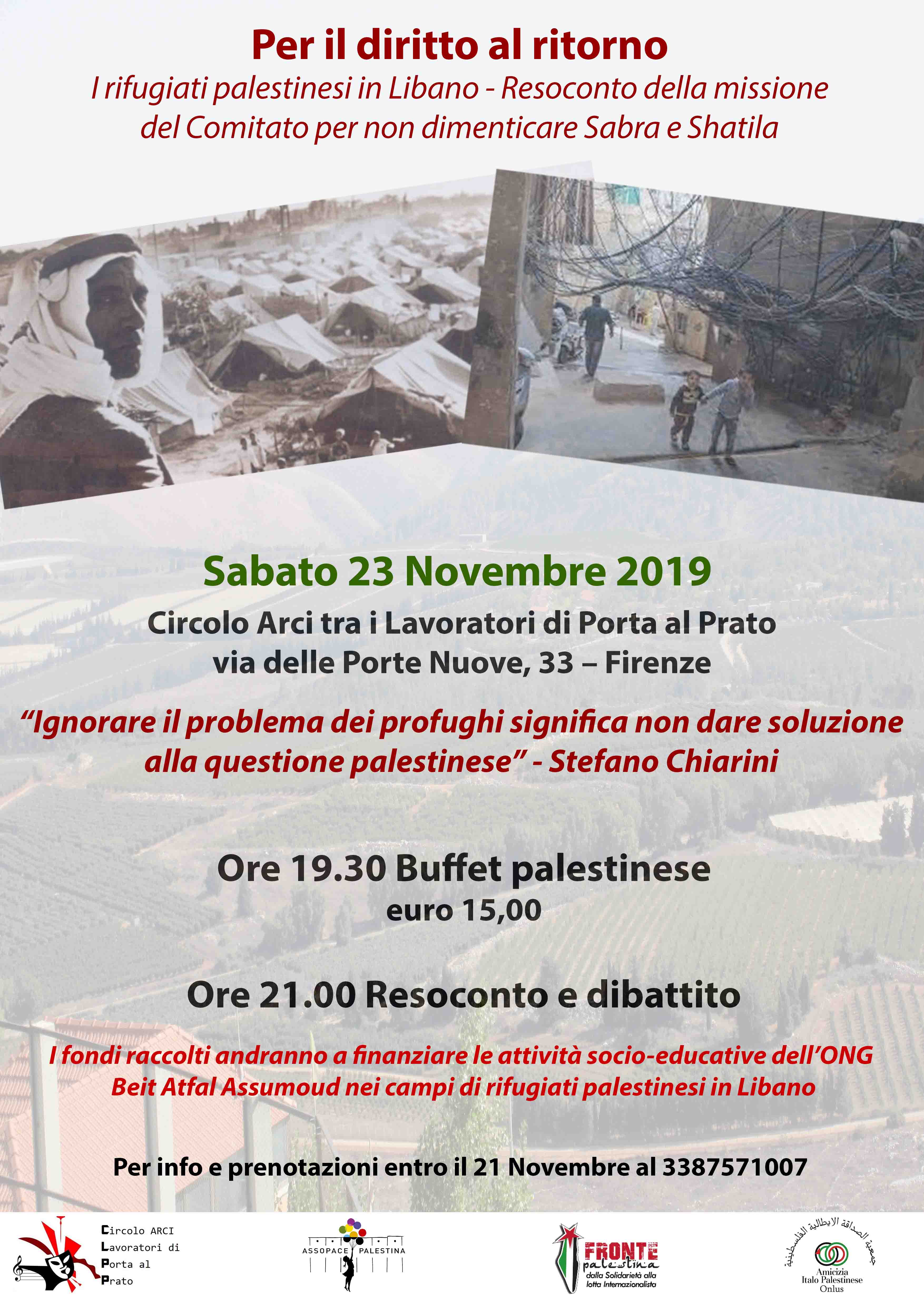 Firenze, 23 novembre: Discussione sul diritto al ritorno dei Palestinesi