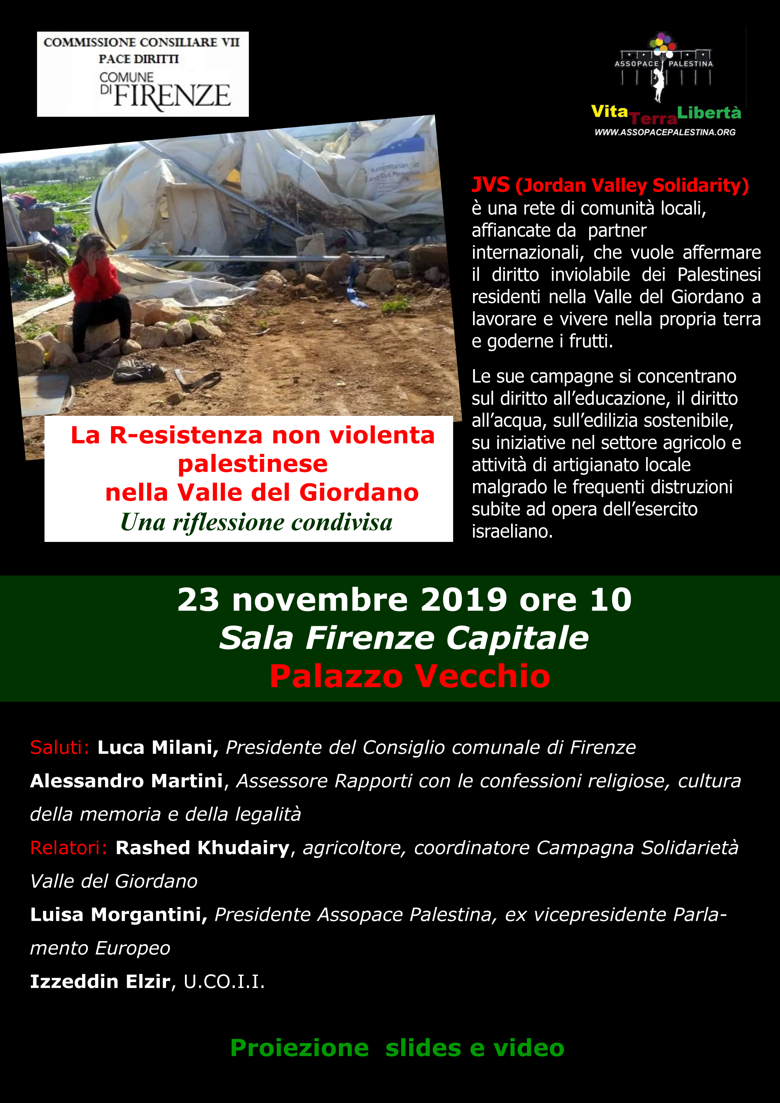 Firenze 23 novembre: La R-esistenza non violenta palestinese nella Valle del Giordano