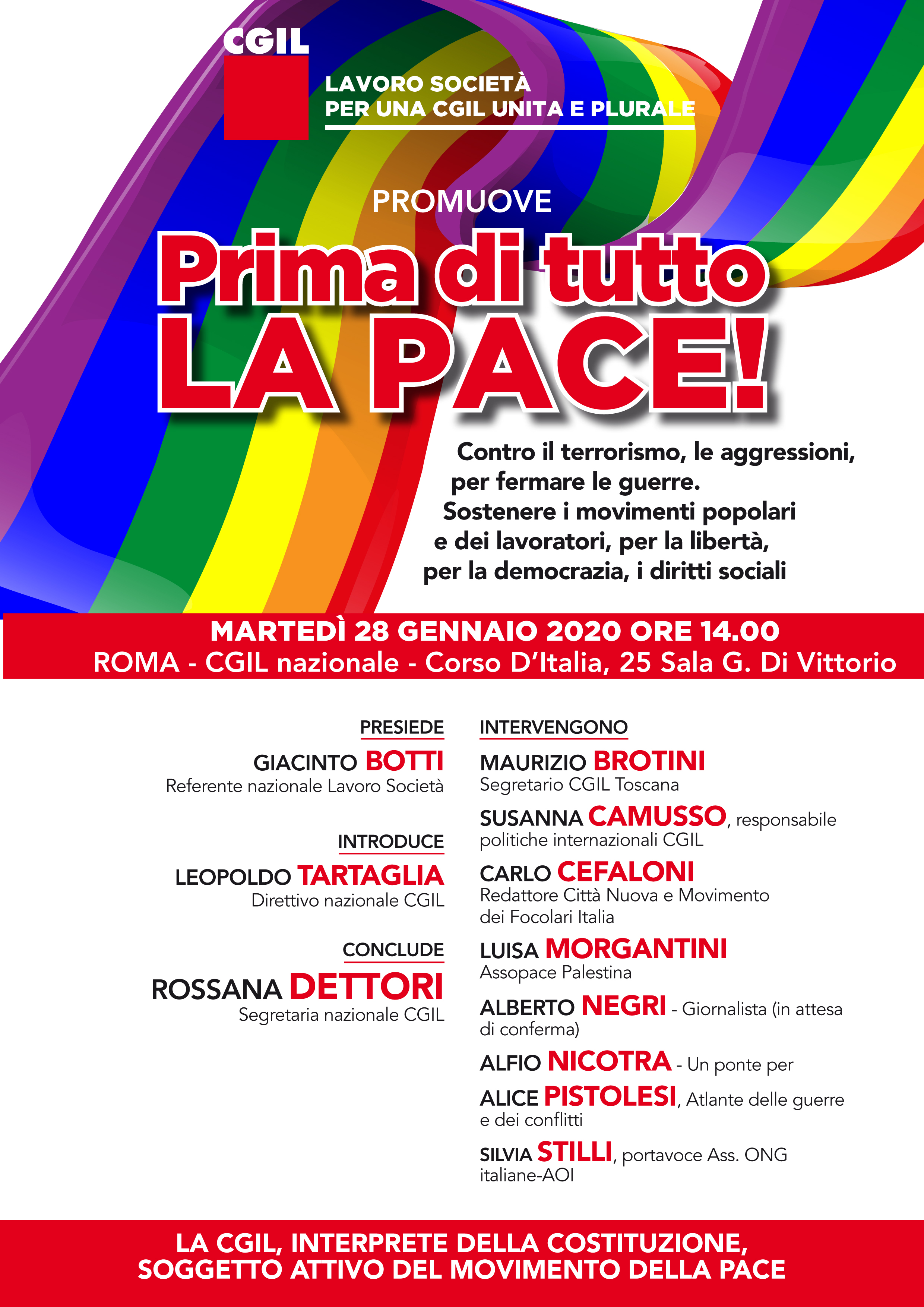 Roma, 28 gennaio: Incontro per la pace promosso dalla CGIL