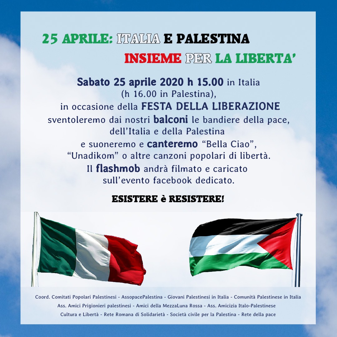25 aprile: Italia e Palestina insieme per la libertà