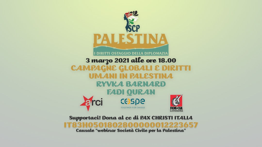 3 marzo: Webinar Campagne globali per i diritti umani in Palestina