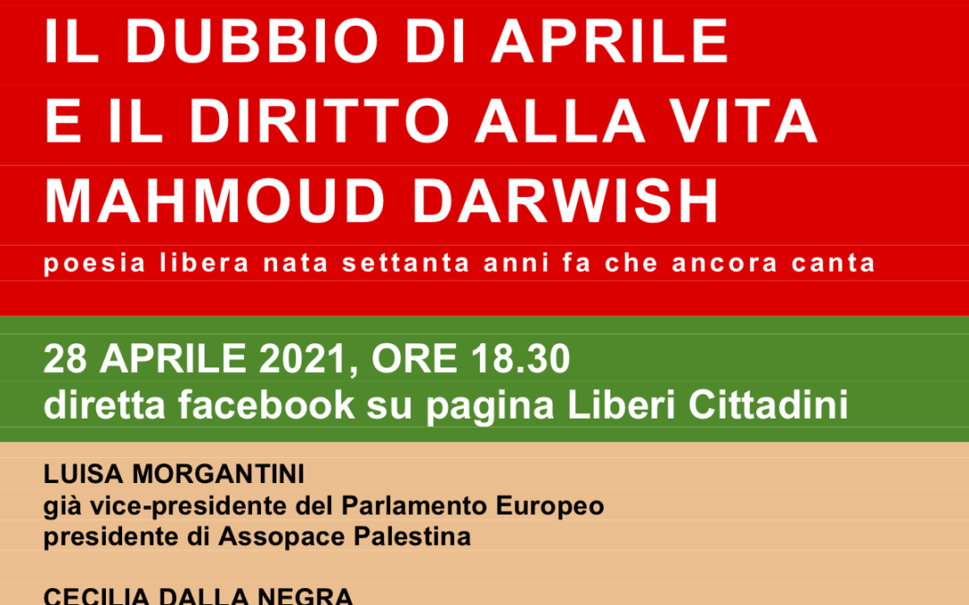 28 aprile ore 18:30: Diretta Facebook sulla poesia di Mahmoud Darwish