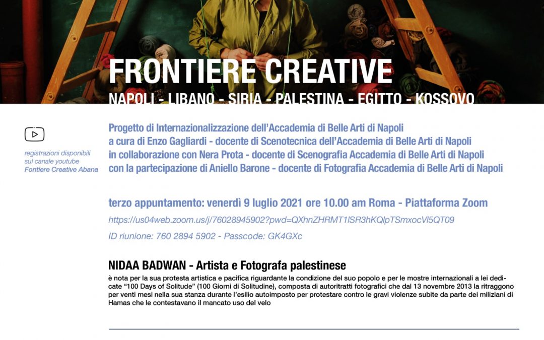 FRONTIERE CREATIVE: terzo appuntamento venerdì 9 luglio 2021 ore 10:00