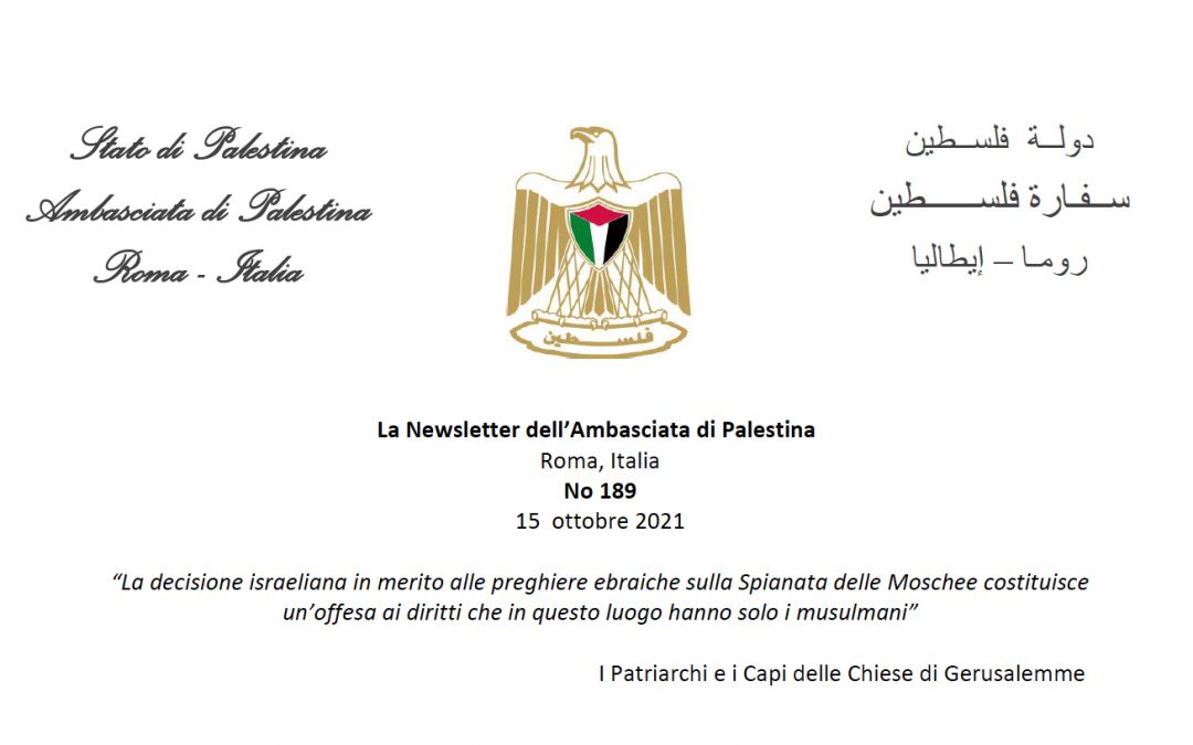 Newsletter dell’Ambasciata di Palestina in Italia