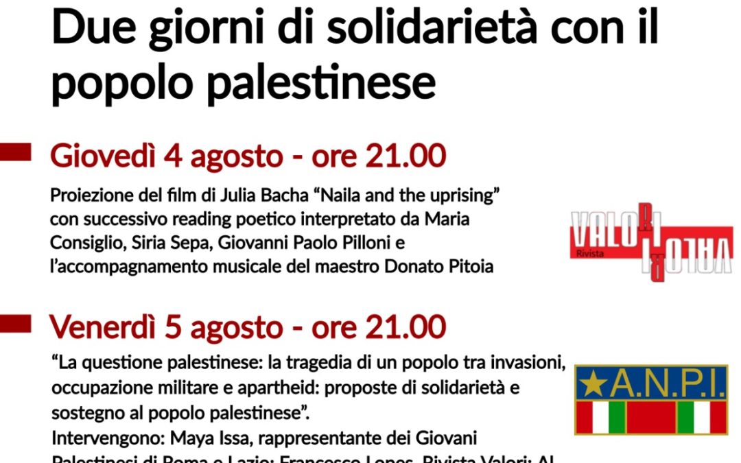 Due giorni di solidarietà con il popolo palestinese