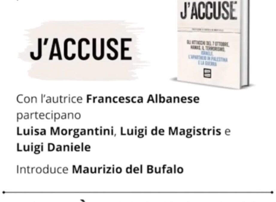 Video. Intervista a Luisa Morgantini alla presentazione del libro “J’accuse” di Francesca Albanese