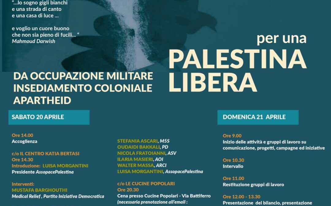 Bologna 20-21 aprile: Assemblea Nazionale 2024 di AssopacePalestina