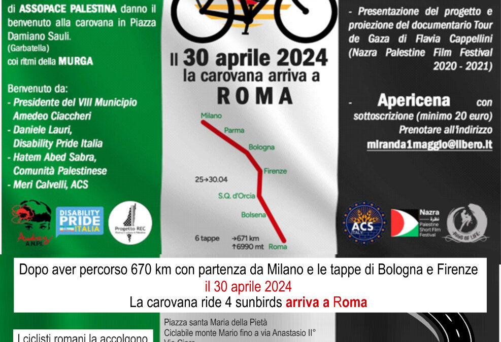 Roma 30 aprile: arriva la carovana Ride 4 Sunbirds
