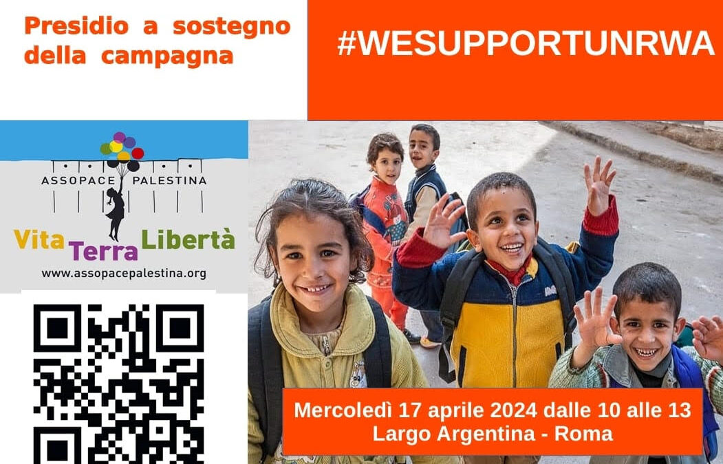 Roma, 17 aprile: Presidio in Largo Argentina a sostegno della campagna #WESUPPORTUNRWA